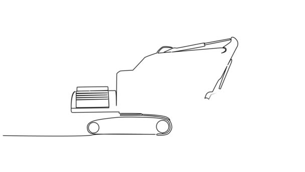 Animated Continuous Single Line Drawing Excavator Line Art Animation — Stock Video