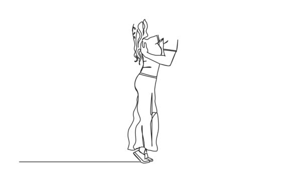 Animierte Fortlaufende Einzeilige Zeichnung Von Pärchen Die Sich Umarmen Und — Stockvideo