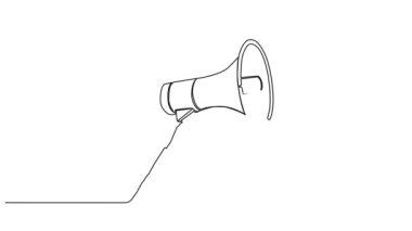 animasyonlu tek çizgi halinde el ele tutuşma megafonu, çizgi sanat animasyonu