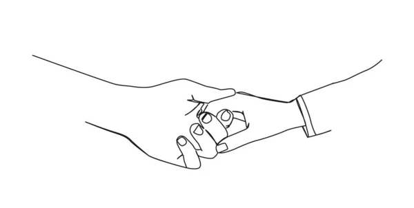 手牵手连续单线绘图 爱情与关系线艺术矢量图解 — 图库矢量图片