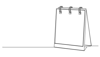 Yırtık takvimin aralıksız tek satır çizimi, çizgi sanat vektörü illüstrasyonu