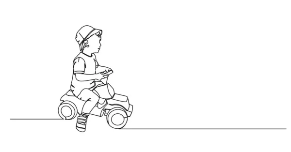 Desenho Contínuo Única Linha Criança Carro Brinquedo Ilustração Vetor Arte — Vetor de Stock
