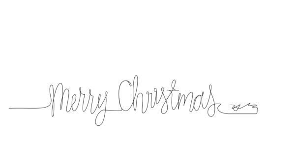 动画连续单行绘图词Merry圣诞节和圣诞节树 线条艺术动画 — 图库视频影像