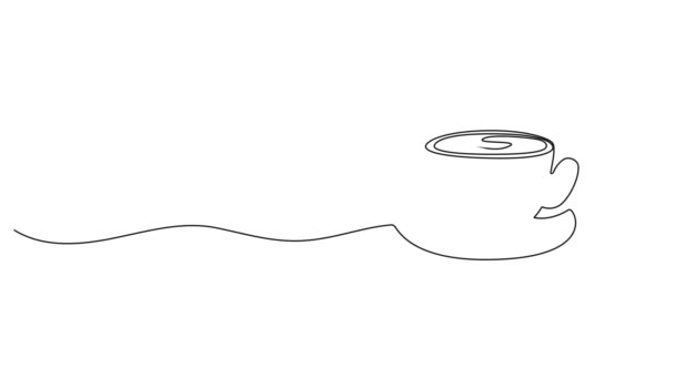 Dessin Simple Ligne Continue Animée Tasse Café Animation Ligne Art — Video