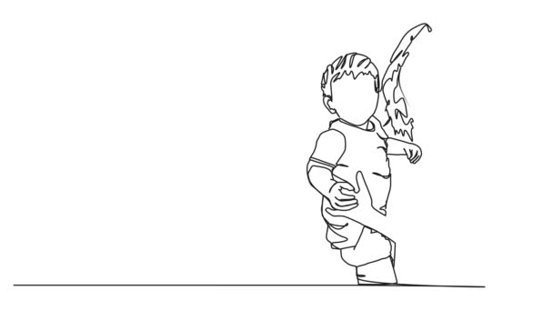 Animierte Fortlaufende Einzeilige Zeichnung Der Mutter Die Ihr Kleinkind Auf — Stockvideo