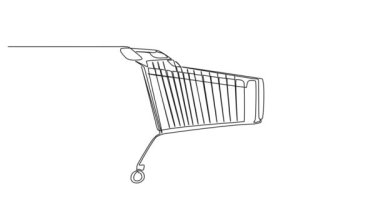 hareketli tek sıra alışveriş arabası, market alışveriş çizgisi sanat animasyonu