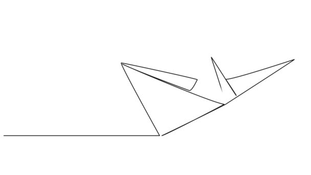 折り紙ボート ラインアートアニメーションのアニメーション連続シングルライン描画 — ストック動画