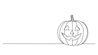 Balkabağı balkabağının aralıksız tek çizgi çizimi, çizgi sanat vektörü çizimi