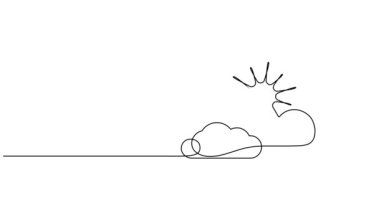 Bulutların üzerinde sürekli güneş çizgileri, hava çizgisi sanat animasyonları