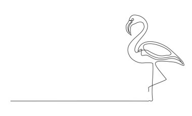Flamingo 'nun aralıksız tek çizgi çizimi, çizgi sanat vektörü çizimi