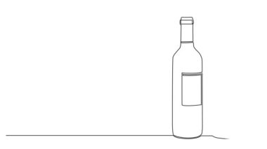 şarap ve şarap kadehi çizimlerinin aralıksız çizimi, çizgi sanat animasyonu