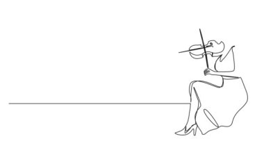 Keman çalan kadın çizimleri, çizgi sanatı animasyonları.