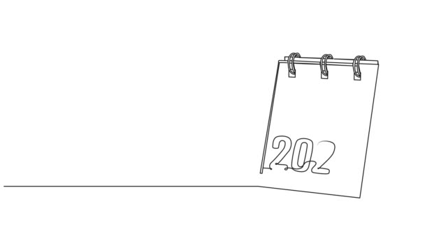 Disegno Continuo Animato Singola Linea Dell Anno 2024 Calendario Strappo — Video Stock