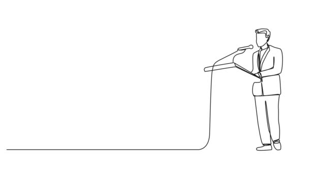 Анимированный Непрерывный Однолинейный Рисунок Спикера Кафедре Линейная Анимация — стоковое видео