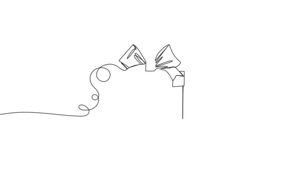 Animasyon Aralıksız Tek Satır Çizimi Hediye Paketi Hediye Kutusu Çizimi — Stok video