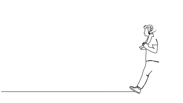 Animated Continuous Single Line Drawing Dad Carrying Toddler Son His — Stock Video