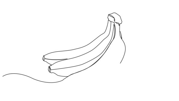 Animierte Fortlaufende Einzeilige Zeichnung Eines Bananenstraußes Animation Der Linienkunst — Stockvideo