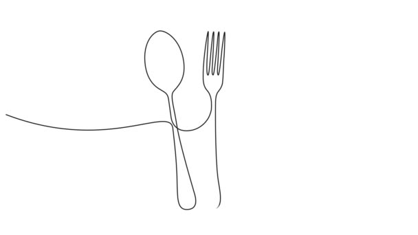 Çatal Çatal Bıçak Kaşık Çizgi Çizimleri — Stok video