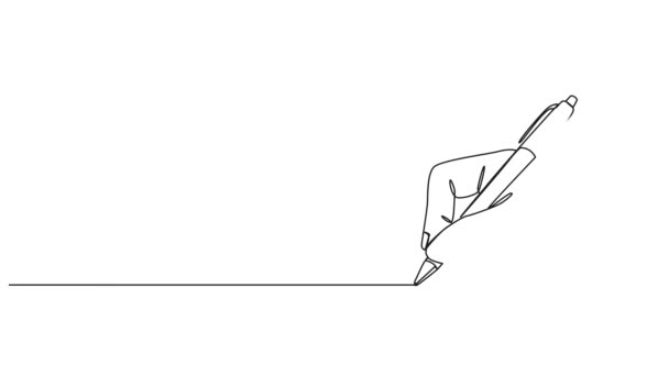 Desenho Linha Única Contínua Animada Mão Segurando Caneta Animação Arte — Vídeo de Stock
