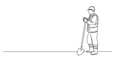 Elinde kürek olan yol işçisi ya da inşaat işçisi çizimleri devam ediyor.