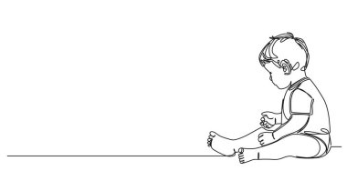 Küçük çocuğun sürekli çizdiği çizgi, yerde oturması, çizgi çizgisi çizimi.