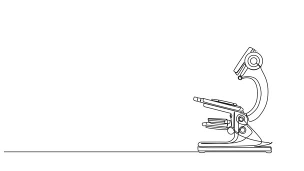 Animierte Fortlaufende Einzeilige Zeichnung Des Mikroskops Animation Der Linienkunst — Stockvideo