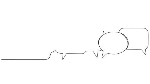 Анимированный Непрерывный Однострочный Рисунок Речевых Пузырей Анимация Линейного Искусства — стоковое видео
