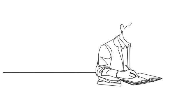 Анимационный Непрерывный Однолинейный Рисунок Бизнесмена Скрещенными Руками Линейная Художественная Анимация — стоковое видео