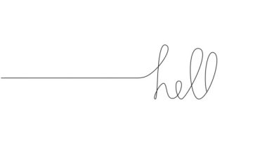 El yazısı Hello 'nun sürekli tek satır çizimi, çizgi sanatı animasyonu