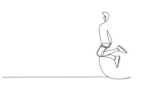 Анимированный Непрерывный Рисунок Одной Линии Девушки Прыжки Канат Анимация Линии — стоковое видео