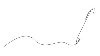 tükenmez kalem, çizgi sanat animasyonu ile çizim ya da yazma sürekli tek satır animasyonu