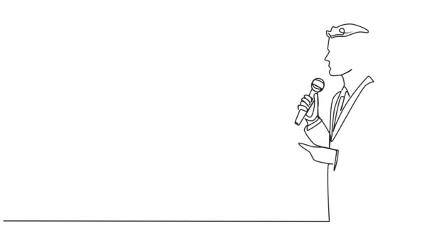 Dibujo Continuo Animado Una Sola Línea Altavoz Conferencia Negocios Animación — Vídeos de Stock