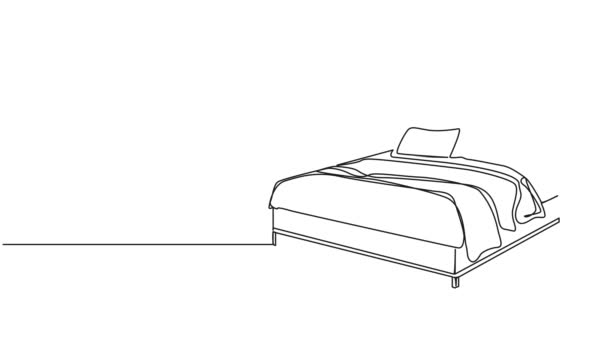 Animated Continuous Single Line Drawing Double Bed Line Art Animation — Stock Video