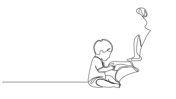 Animasyon Devam Eden Tek Çizgi Çiziminde Anne Yerde Oynayan Bir — Stok video