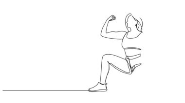 Animasyonlu tek çizgi halinde kadın çizimi kol kasları, çizgi sanatı animasyonu