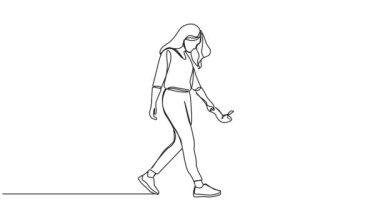 Animasyon çizimleri, anne ve genç kızın el ele yürümeleri, çizgi çizimleri, sanat animasyonları