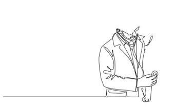 steteskop ile sürekli çizilmiş tek çizgi halinde veteriner köpekleri inceliyor, çizgi çizimleri çiziyor.