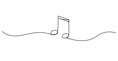 Müzikal notaların aralıksız tek satır çizimi, çizgi sanat vektörü çizimi