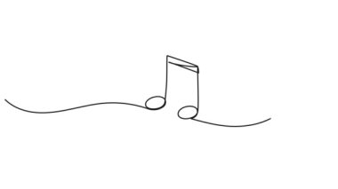 Müzik notalarının sürekli tek satır çizimi, çizgi sanat animasyonu