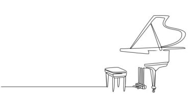 Büyük piyanonun sürekli çizimi, çizgi sanatı animasyonu