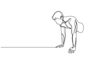 Şınav çeken, çizgi sanatı animasyonu yapan zinde bir adamın sürekli çizimi.