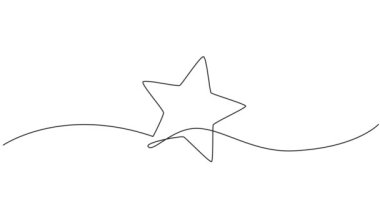 yıldız şeklinin sürekli tek çizgi çizimi, çizgi sanat animasyonu