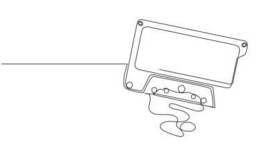 ses kasetinin aralıksız tek satır çizimi, çizgi sanat animasyonu