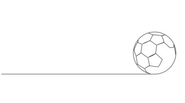 bir futbol topunun sürekli tek çizgi çizimi, çizgi sanat animasyonu