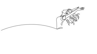 neşe içinde hoplayıp zıplayan kadın çizimleri, çizgi sanatı animasyonu