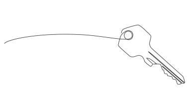 Ön kapı anahtarının aralıksız çizimi, çizgi sanat vektörü illüstrasyonu