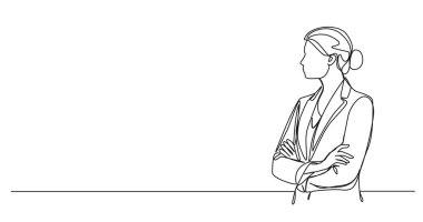 Kolları çapraz duran iş kadını çizimleri devam ediyor.