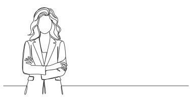 Kolları çapraz duran iş kadını çizimleri devam ediyor.