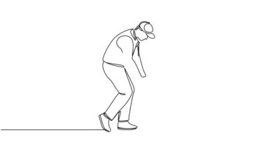 tek çizgili animasyon insan golf oynuyor, çizgi sanat animasyonu