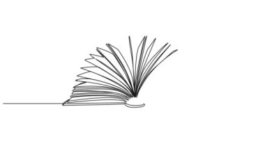 Açık kitap, çizgi sanat animasyonunun sürekli tek satır çizimi